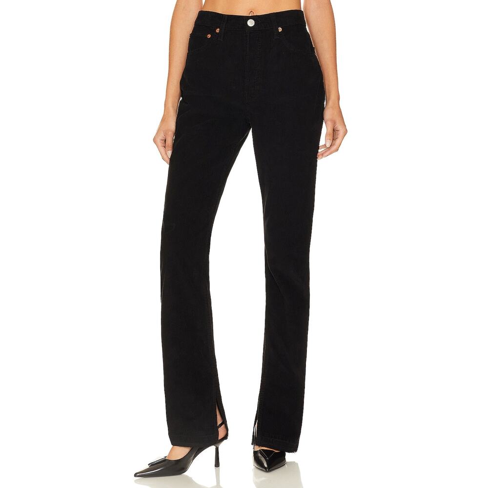 Re/Done 70s High Rise Skinny Bootcut Black Corduroy Pants NWT